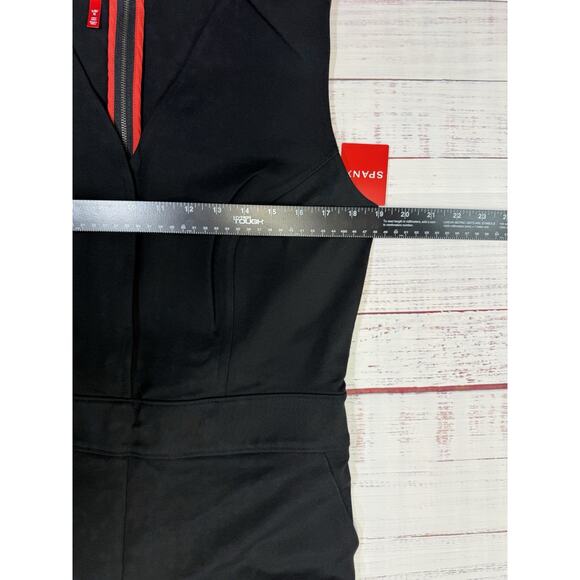 Spanx The Perfect Sleeveless Jumpsuit Women's Size L Black Ponte Flare NWT - Picture 7 of 9